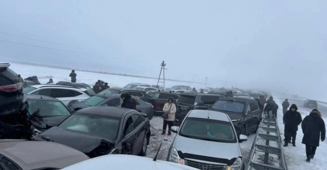 Chain collision involving 95 vehicles in Kazakhstan