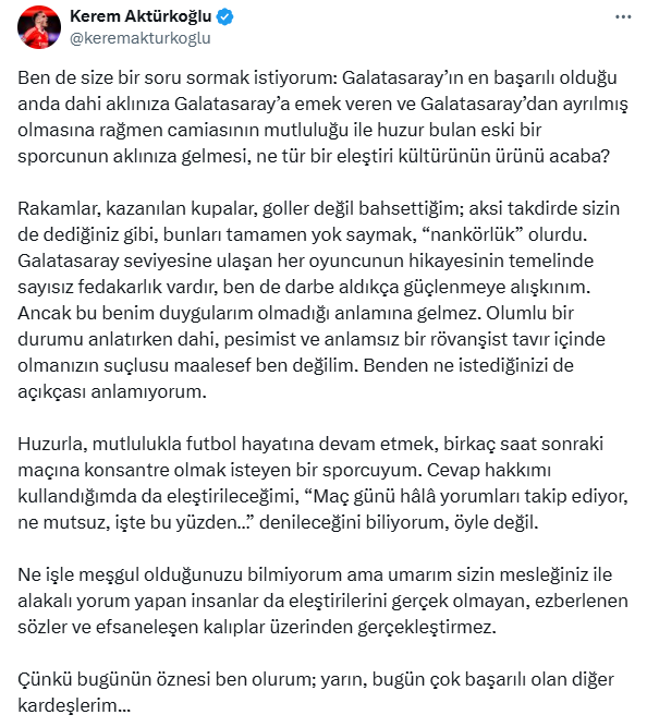 Kerem Aktürkoğlu's explosive response to the Galatasaray fan who criticized him