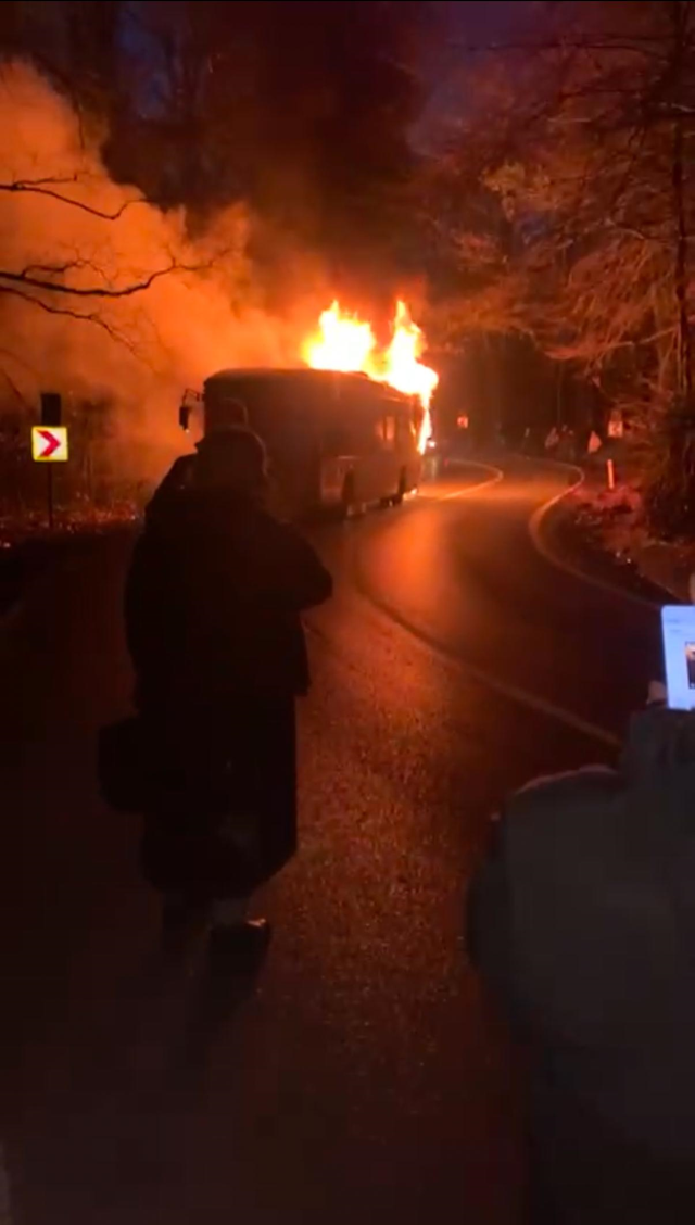 The IETT bus in Sarıyer was engulfed in flames