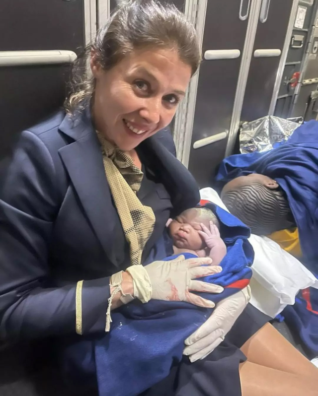 She gave birth on the plane, the name they gave the baby overshadowed the incident