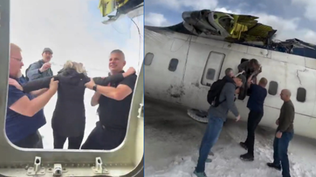 Miraculous rescue: Moments when the plane overturned captured on camera