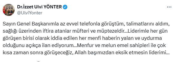 What is the health status? There is a statement from Bahçeli's right-hand man after the claims of 'he is dead'