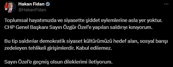 Foreign Minister Fidan's reaction to the attack on Özgür Özel: Unacceptable