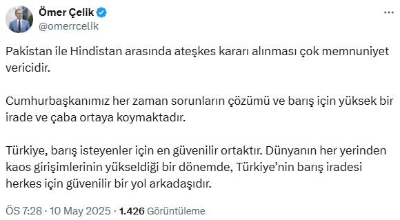 First comment from Turkey on the ceasefire declaration between India and Pakistan