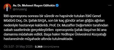 The General Manager of İSKİ, Şafak Başa, has been taken to the hospital