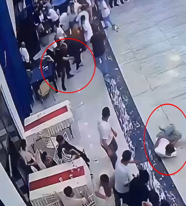 The moment of the armed attack in the wedding hall captured by security camera