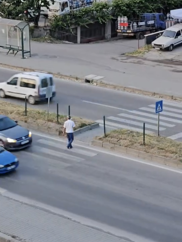 The pedestrian repeatedly crossed the crosswalk and returned