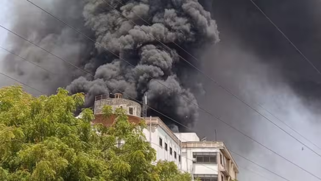 First images from the residential area where the passenger plane crashed in India