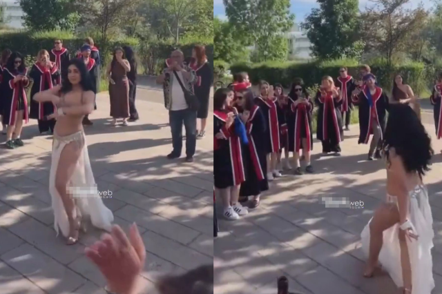 A belly dancer was brought to the graduation at METU