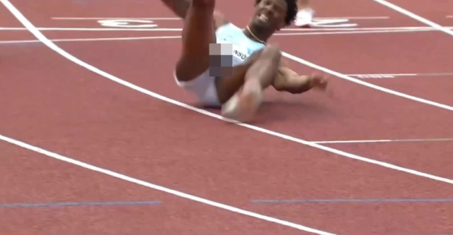 His shorts slipped, exposing his private parts, but he still won the race!