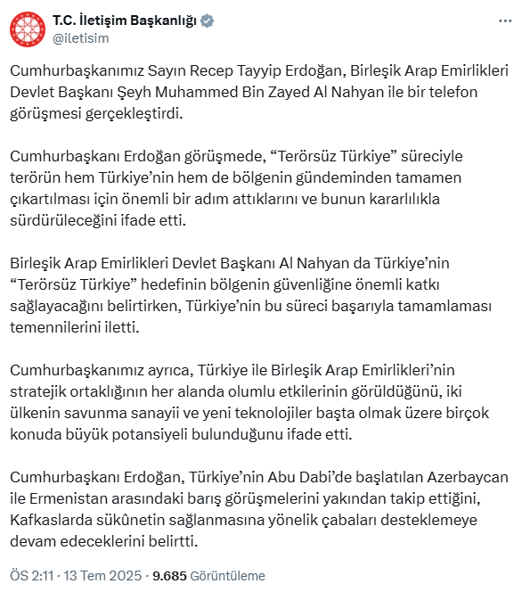 President Erdoğan met with Al Nahyan