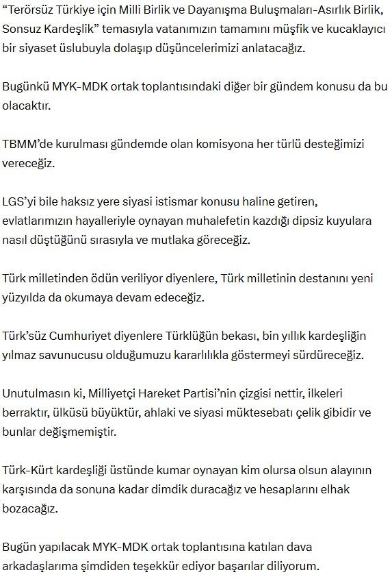Bahçeli's message for a Terror-Free Turkey: Those who claim that the state is negotiating are slanderers