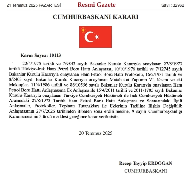 President Erdoğan signed: 52-year agreement is ending