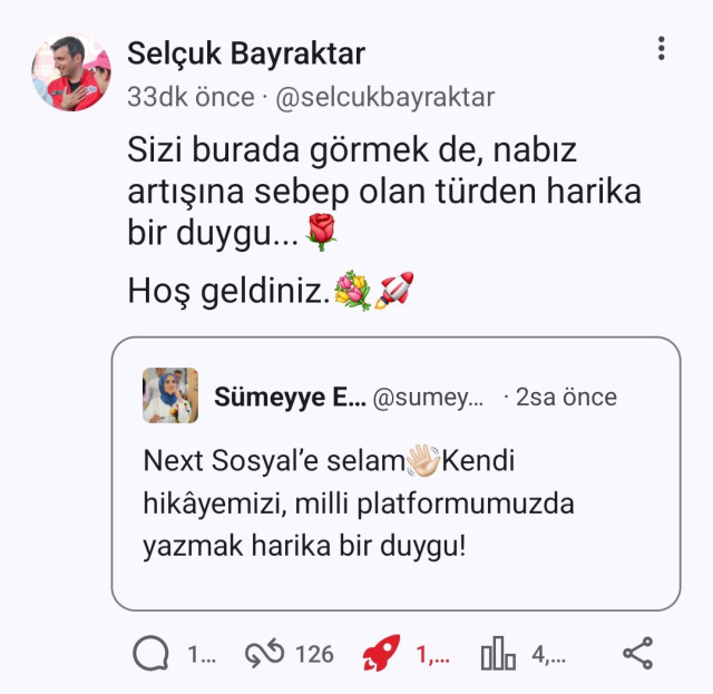 Sümeyye Erdoğan Bayraktar participated in NEXT Social! The first welcome message came from her husband