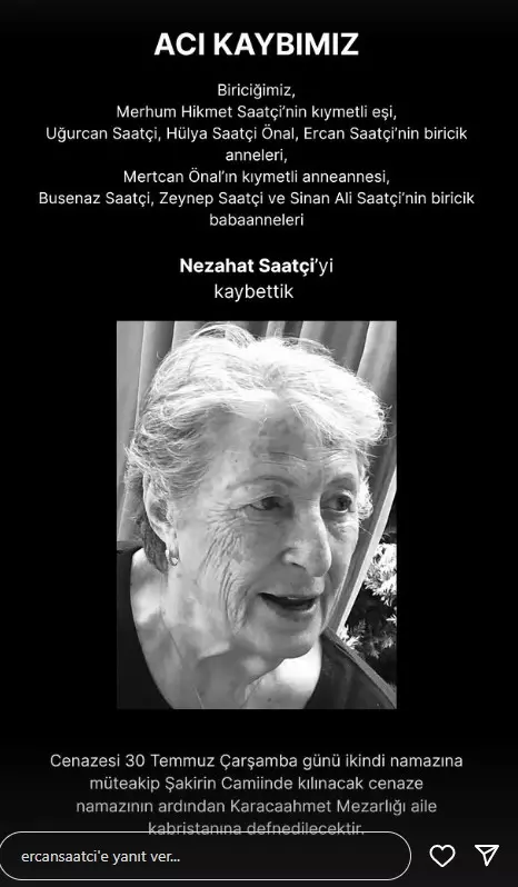 Ercan Saatçi's painful day! His mother Nezahat Saatçi has passed away