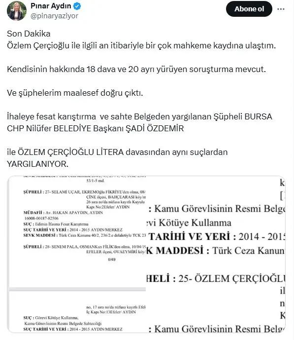 Today's bombshell: Court records that will put Özlem Çerçioğlu in a difficult position