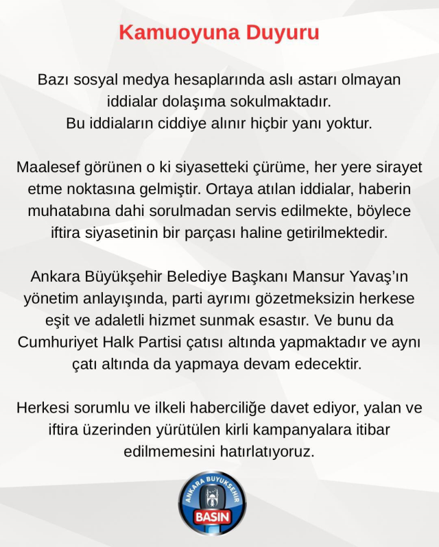 Response to the claims that Mansur Yavaş will join the AK Party