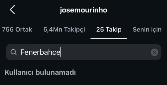 Jose Mourinho stopped following Fenerbahçe