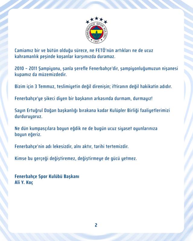 Surprise decision from Fenerbahçe: We are no longer here