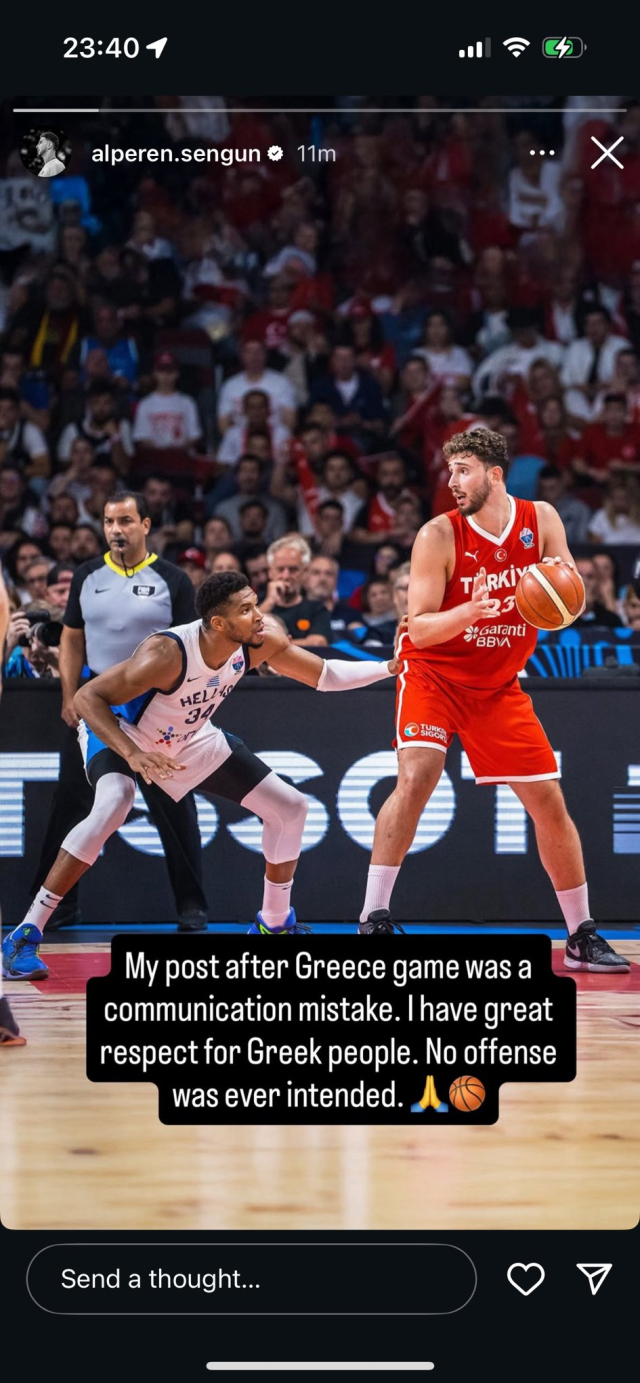 Apology message from Giannis Antetokounmpo, who exceeded his limits against our country