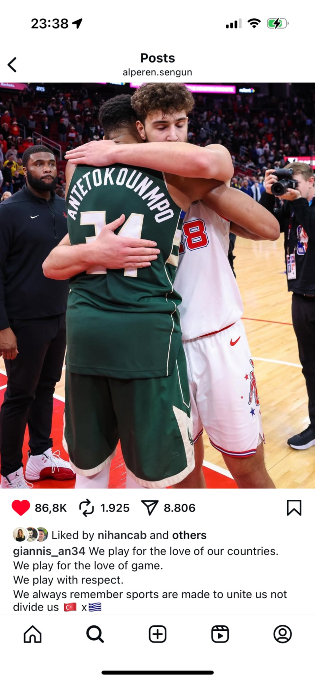 Apology message from Giannis Antetokounmpo, who exceeded his limits against our country