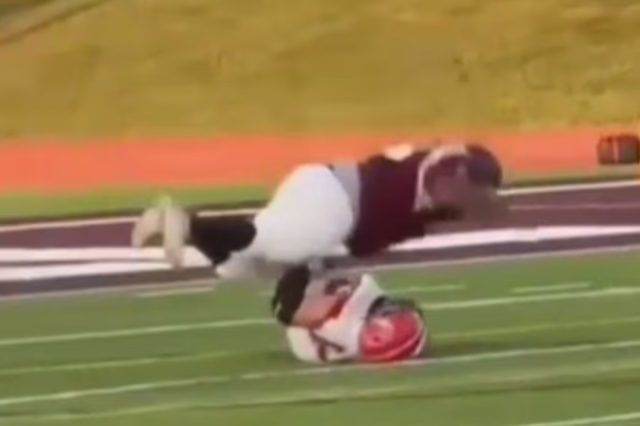 He jumped on his opponent and broke his spine