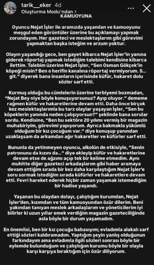 Statement from the journalist who headbutted Nejat İşler