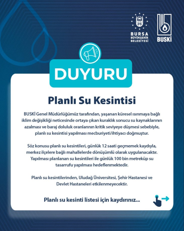 Drought crisis in Bursa! Water cuts will occur in 6 districts for 10 days