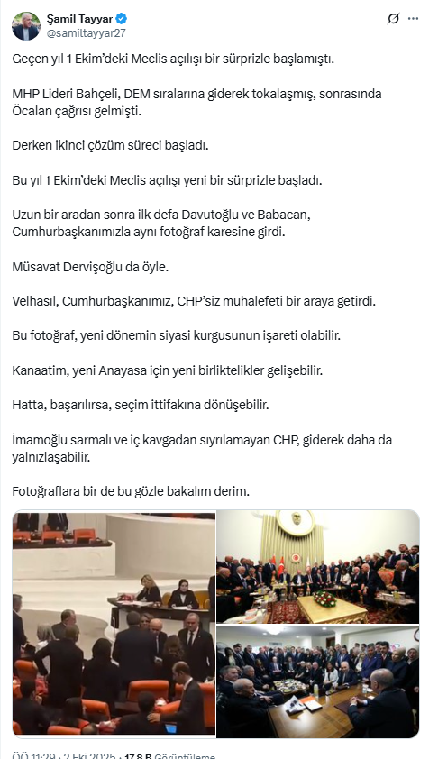 The photo of Erdoğan meeting with the opposition that shook the corridors: A comment that breaks the mold: A sign of the new era