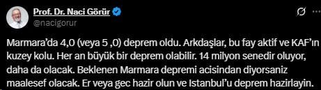 Naci Görür's alarming warning about the 5.0 Marmara earthquake: A big earthquake could happen at any moment