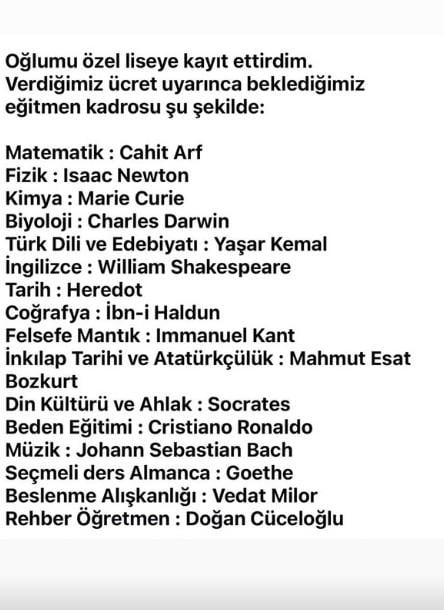 Humorous reaction from Vedat Milor to private school fees