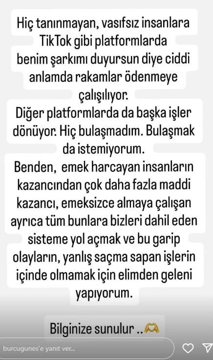 Burcu Güneş's harsh reaction to the music world: I researched a lot, but couldn't find anything