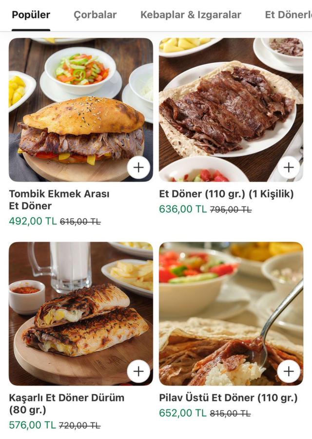 They sell 80 grams of döner for 615 lira