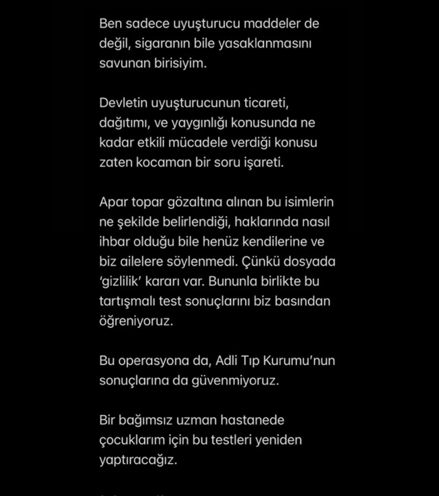 Deren Talu, whose blood tested positive for drugs, made a strong statement