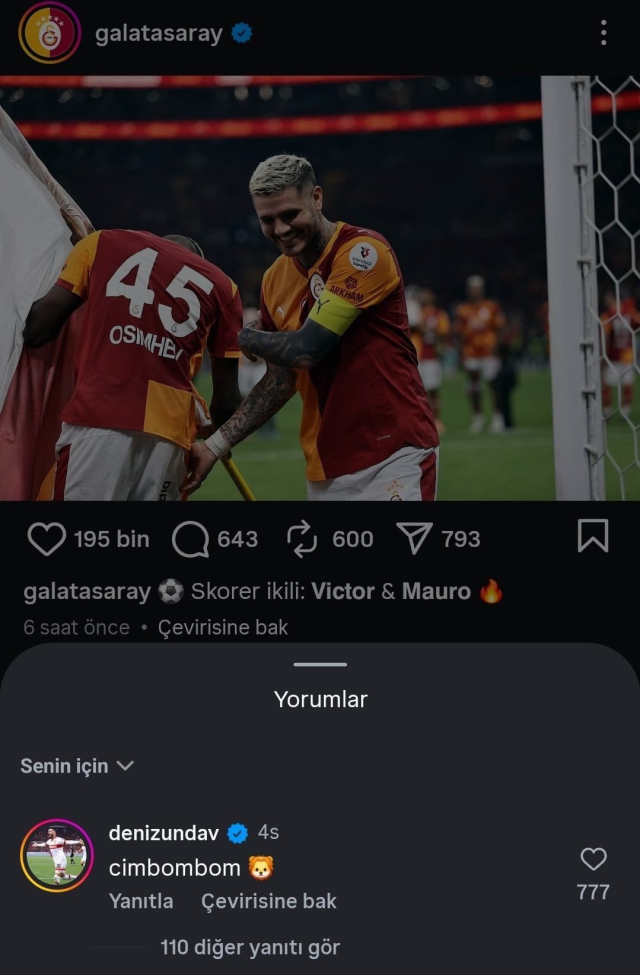 Flash Galatasaray post from Deniz Undav, who fought with İsmail Yüksek