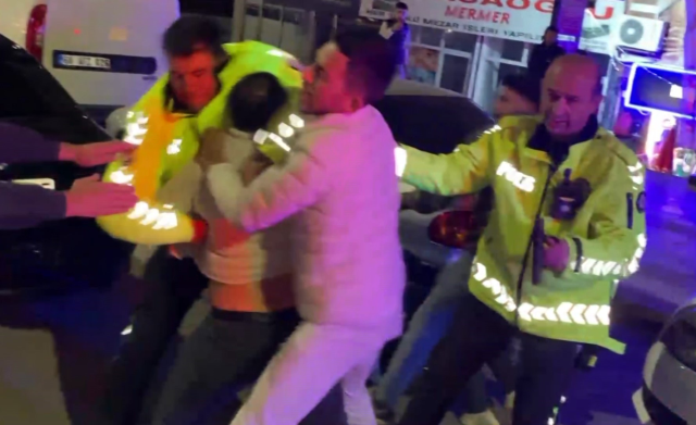 The drunk driver kicked the branch manager who asked for identification