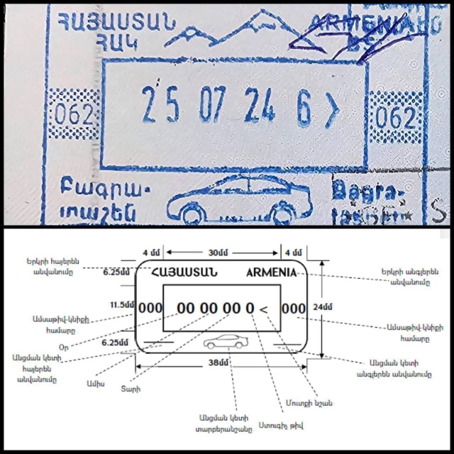 The symbol of Mount Ararat in the passport stamps of Armenia has been removed