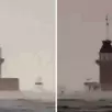 The first snowfall of the year in Istanbul made even the Maiden's Tower hard to see through the storm.