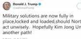 Donal Trump Kuzey Kore'ye Yine Sert Çıktı