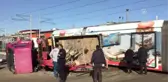 Tramvayla Çarpışan Vinç Devrildi