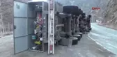 Erzurum-Lpg Yüklü Tanker Devrildi Yol Trafiğe Kapatıldı