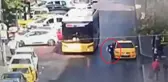 Otobüsten İndi Taksiye Çarptı