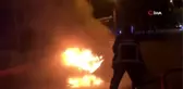Aksaray'da otomobil alev alev yandı