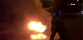 Aksaray'da otomobil alev alev yandı