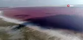 Pembe renge bürünen Tuz Gölü havadan görüntülendi