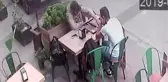 Otomobilin kafede oturanlara çarpması güvenlik kameralarında
