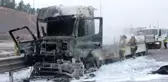 Kuzey Marmara Otoyolunda yanan TIR küle döndü