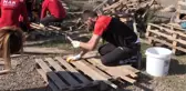 Atık tahtalar sokak köpeklerine 