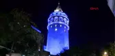 Galata kulesi dünya çocuk hakları günü'nde mavi renkle ışıklandırıldı
