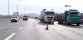 Sancaktepe'de otomobille çarpışan tır devrildi